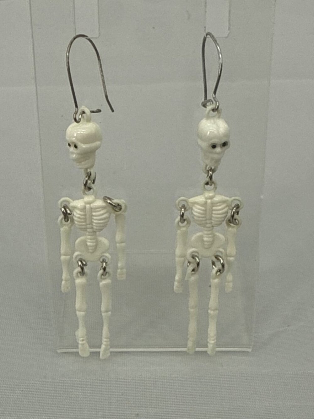 Articulated Skeleton Dangle Earrings Spooky Halloween Goth Plastic Drop
